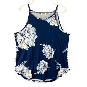 Sherosa Floral Sleeveless Halter Top Navy Women's Size Large EUC